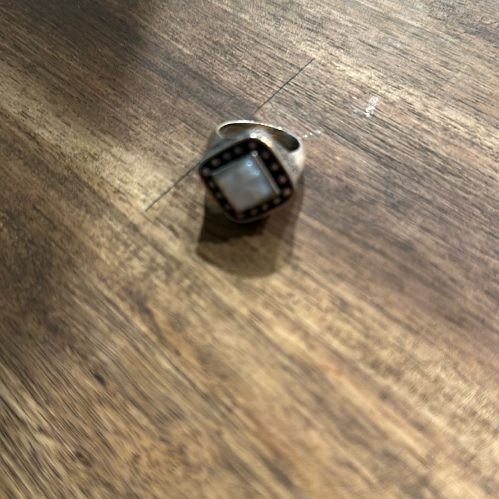 Unique carved moonstone sterling silver ring